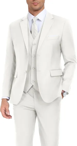 Men's Suit Slim Fit 3 Piece Wedding Dress Tux Suit Set Two Buttons Business Suits Blazer Jacket Vest Pants with Tie