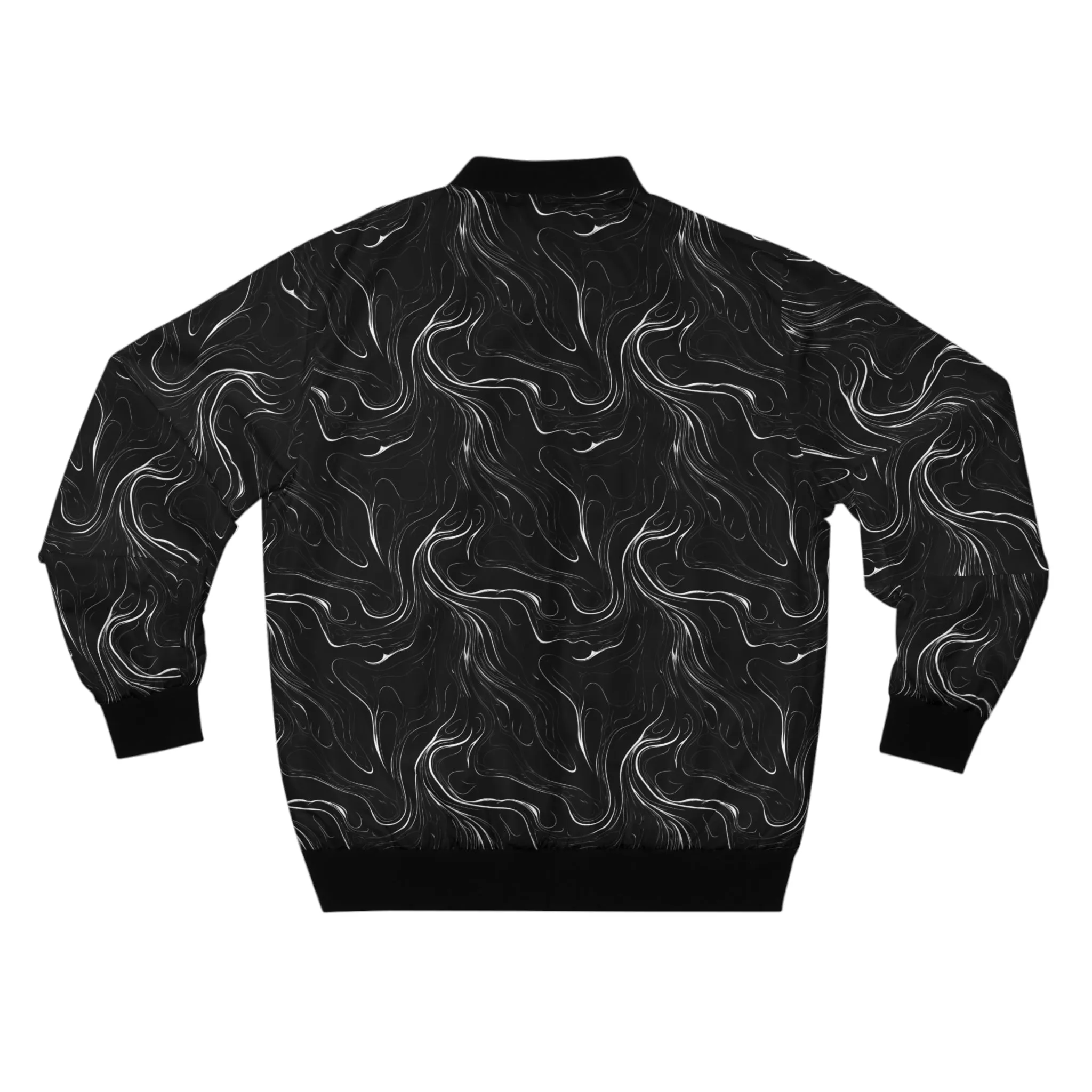 Minimal Black and White Ink Pattern Lightweight Bomber Jacket