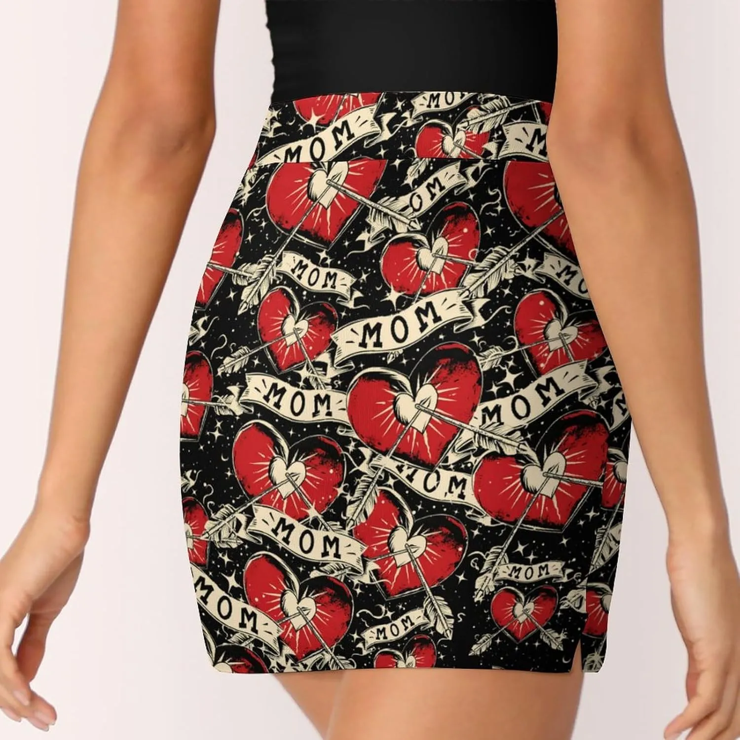MOM Heart Arrow Tattoo Women's Skort Athletic Skirt Golf Skorts A-line Skirts with Built-in Shorts Pockets