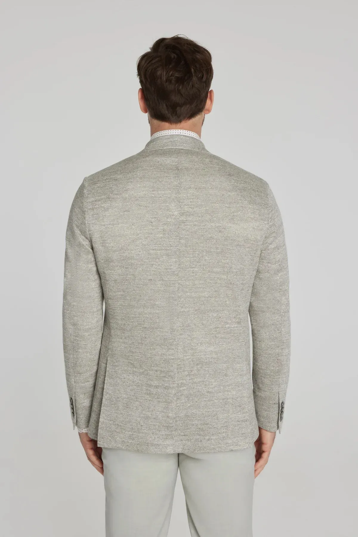 Oatmeal Mouliné Hampton Contemporary Fit Linen Knit Sport Jacket - Jack Victor
