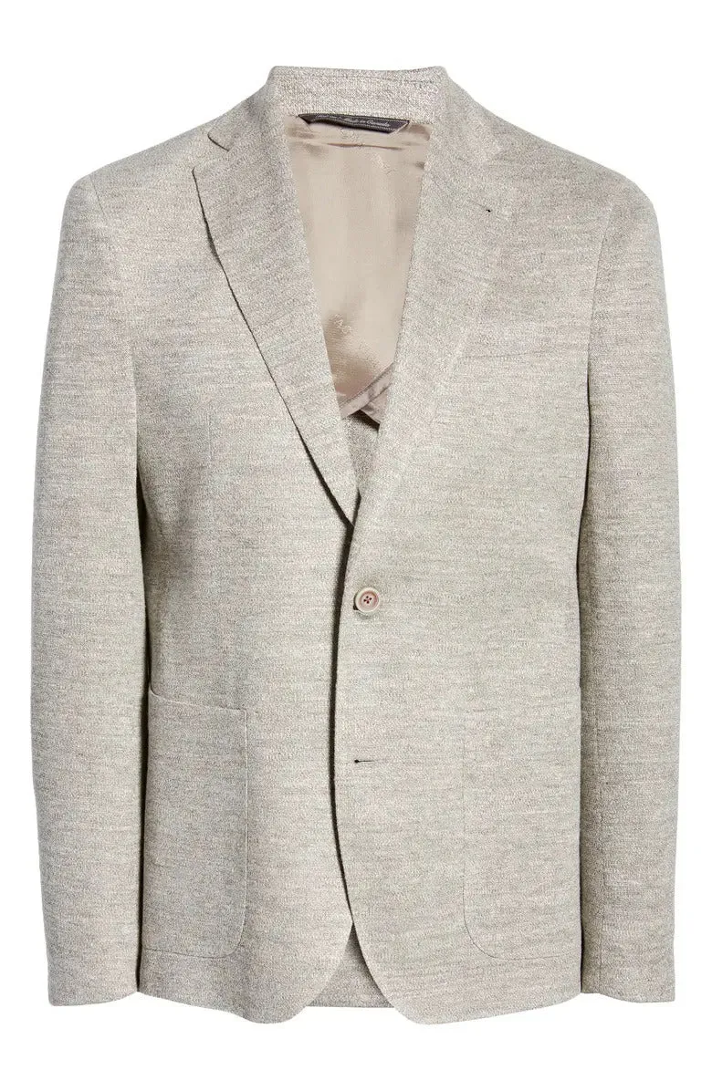 Oatmeal Mouliné Hampton Contemporary Fit Linen Knit Sport Jacket - Jack Victor