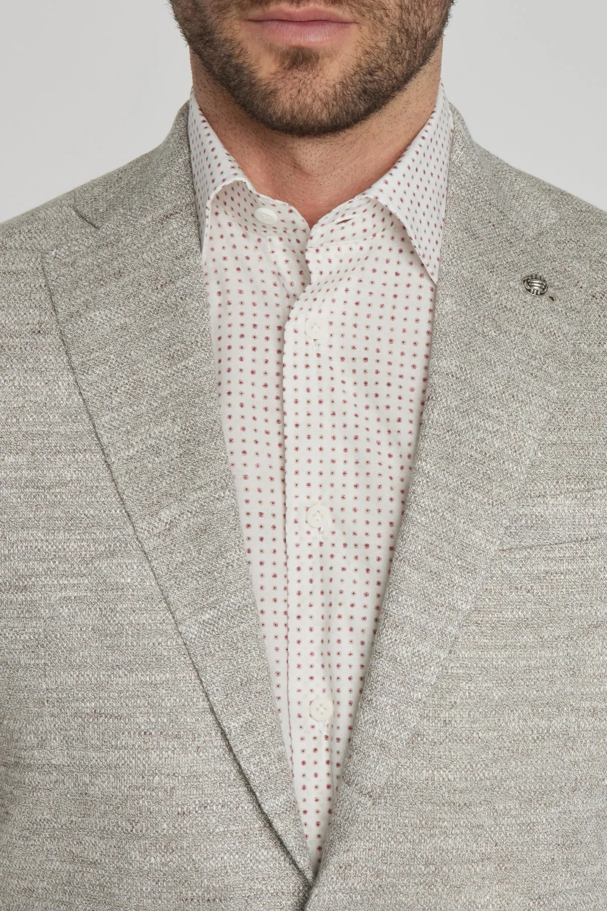 Oatmeal Mouliné Hampton Contemporary Fit Linen Knit Sport Jacket - Jack Victor