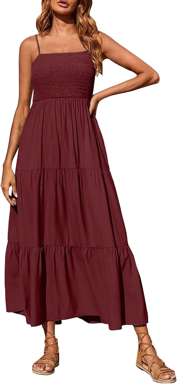 Ollysqiar Dresses Women's 2023 Floral Summer Dress Wrap V Neck Short Sleeve Belted Ruffle Hem A-Line Bohemian Dresses A02 11