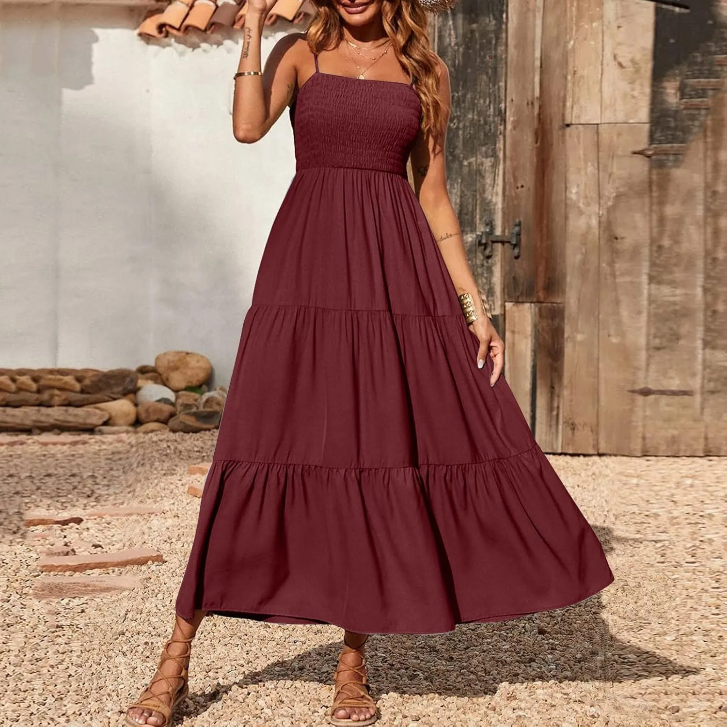 Ollysqiar Dresses Women's 2023 Floral Summer Dress Wrap V Neck Short Sleeve Belted Ruffle Hem A-Line Bohemian Dresses A02 11