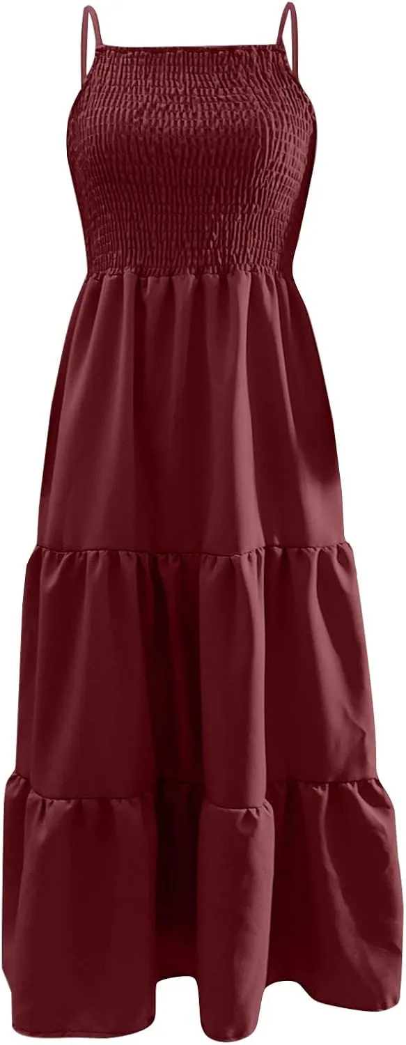 Ollysqiar Dresses Women's 2023 Floral Summer Dress Wrap V Neck Short Sleeve Belted Ruffle Hem A-Line Bohemian Dresses A02 11