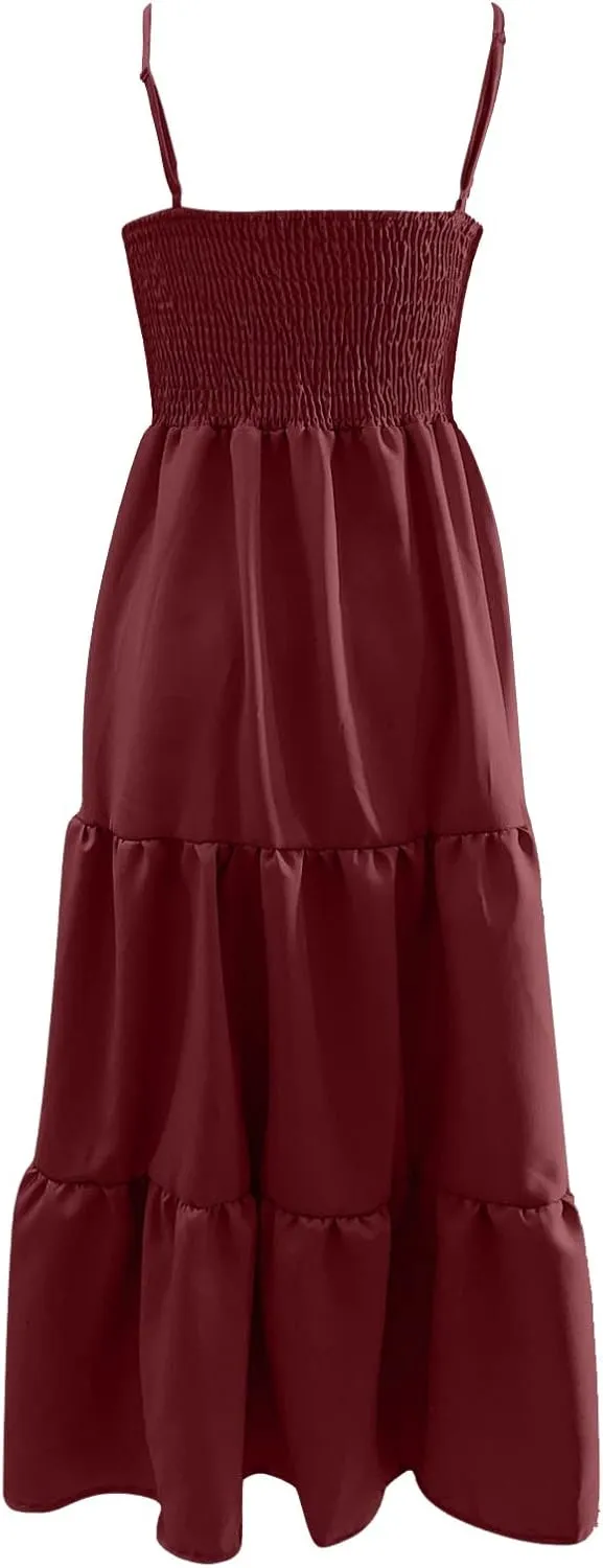 Ollysqiar Dresses Women's 2023 Floral Summer Dress Wrap V Neck Short Sleeve Belted Ruffle Hem A-Line Bohemian Dresses A02 11