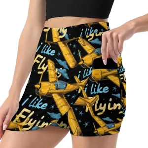 Pilot I Love Flying Plane Women's Skort Athletic Skirt Golf Skorts A-line Skirts with Built-in Shorts Pockets