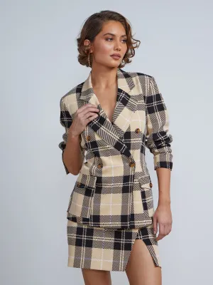 Plaid Double Breasted Blazer