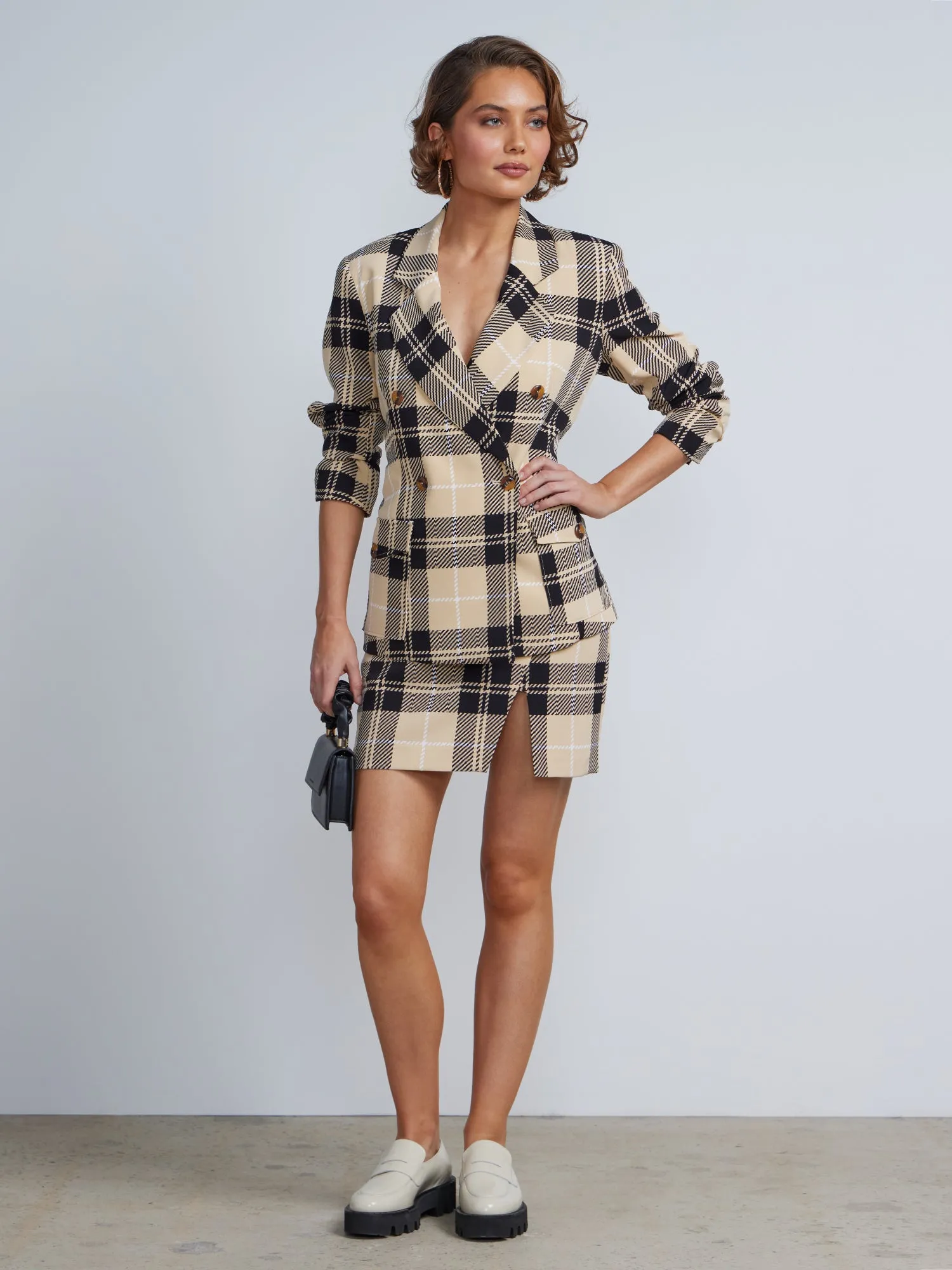 Plaid Double Breasted Blazer