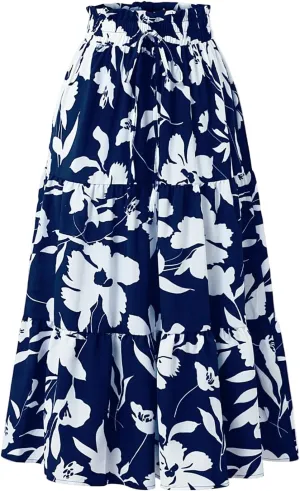 Plus Size Boho Skirt Maxi Spring Flowy Boho Comfy Tiered Western Skirts for Women Trendy Summer