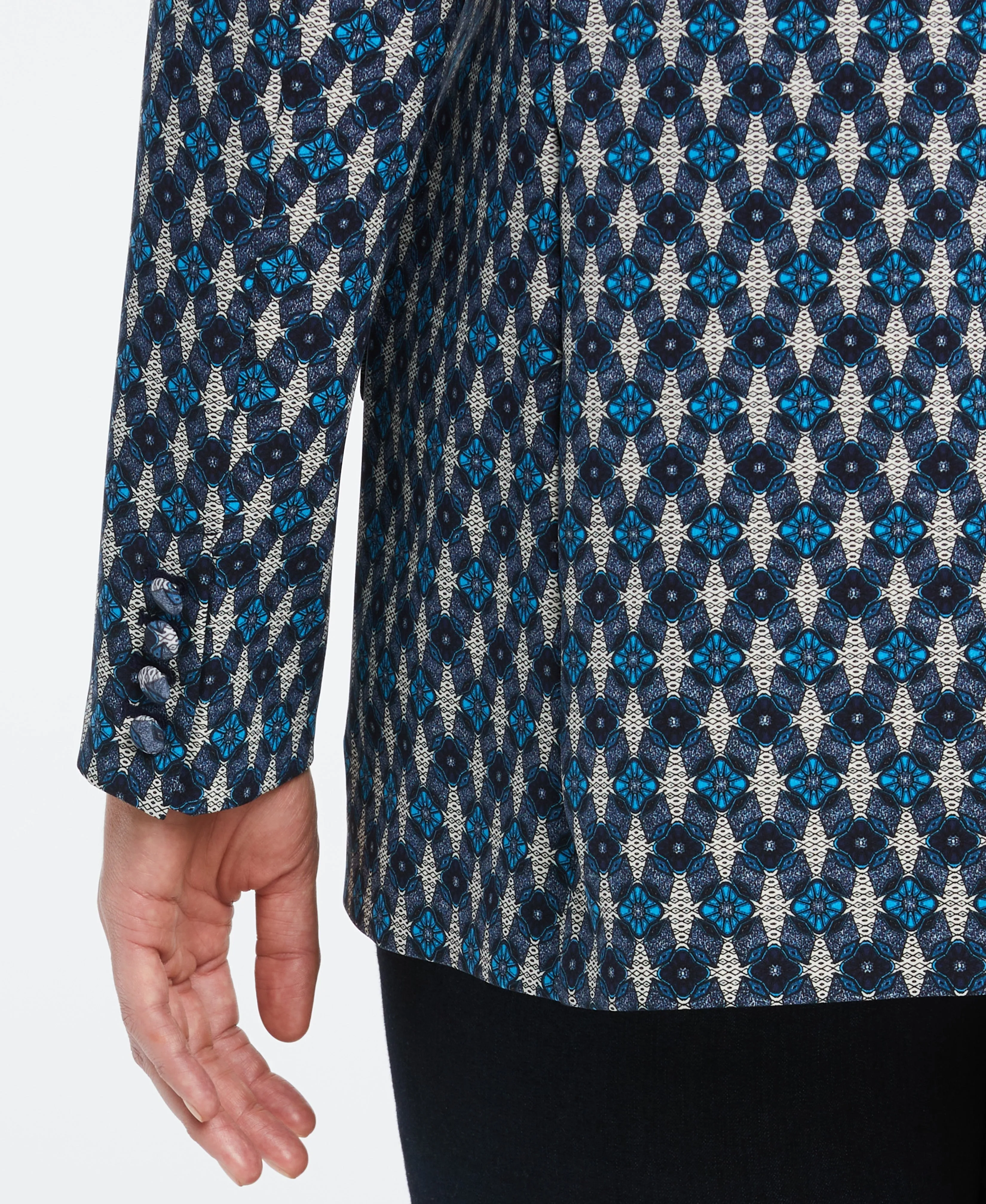 Plus Size Medallion Print Single Breasted Blazer