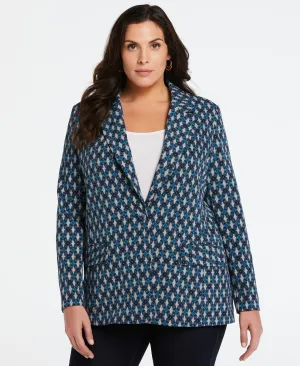 Plus Size Medallion Print Single Breasted Blazer