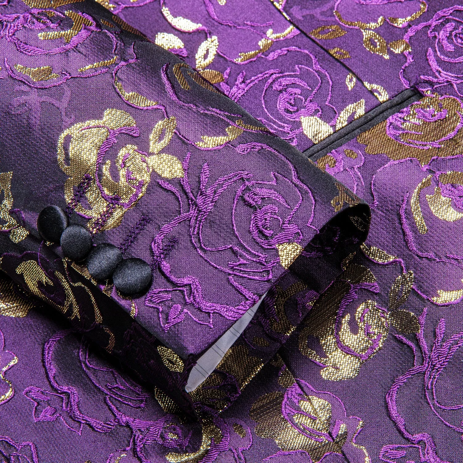Purple Embroidered Floral Tuxedo Jacket