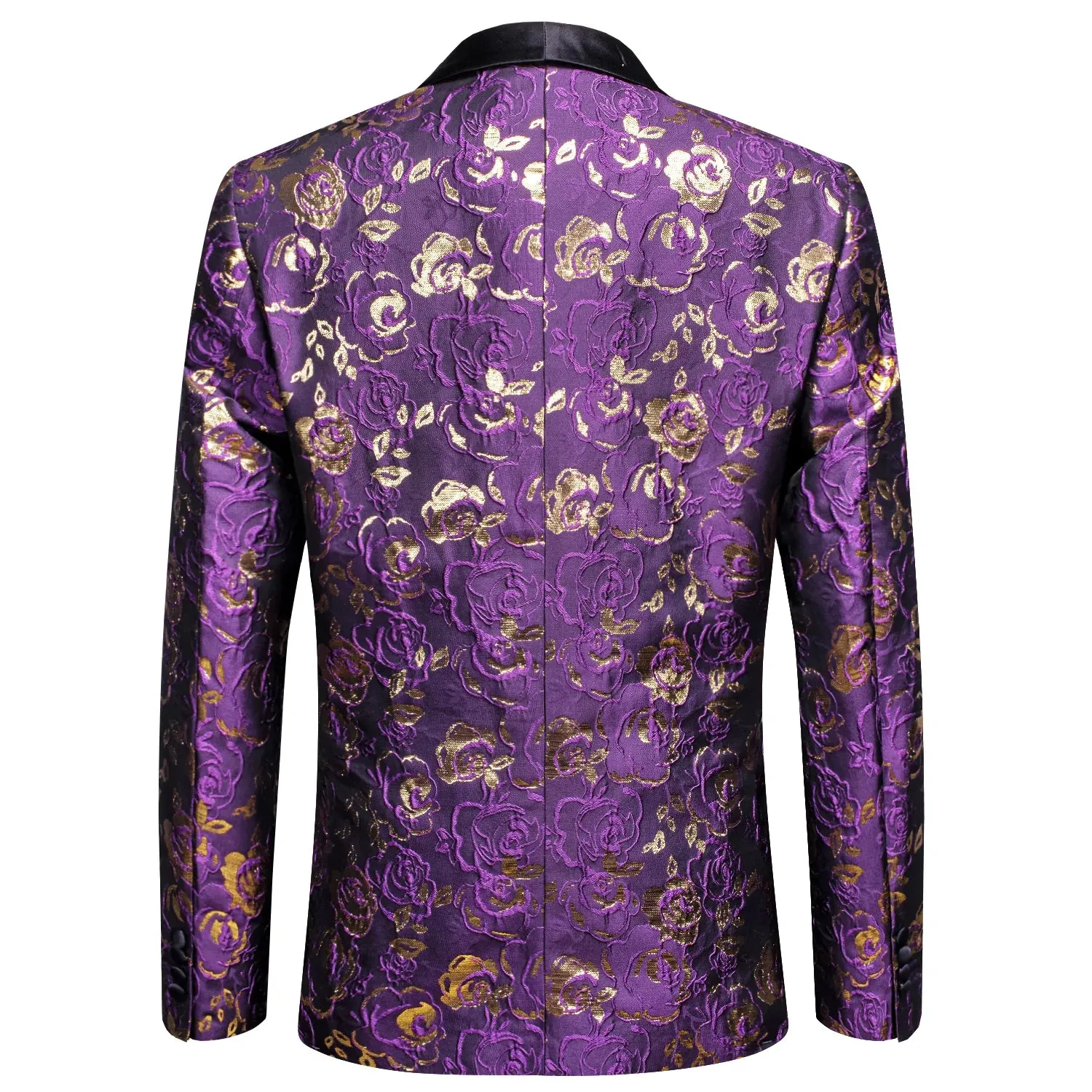 Purple Embroidered Floral Tuxedo Jacket