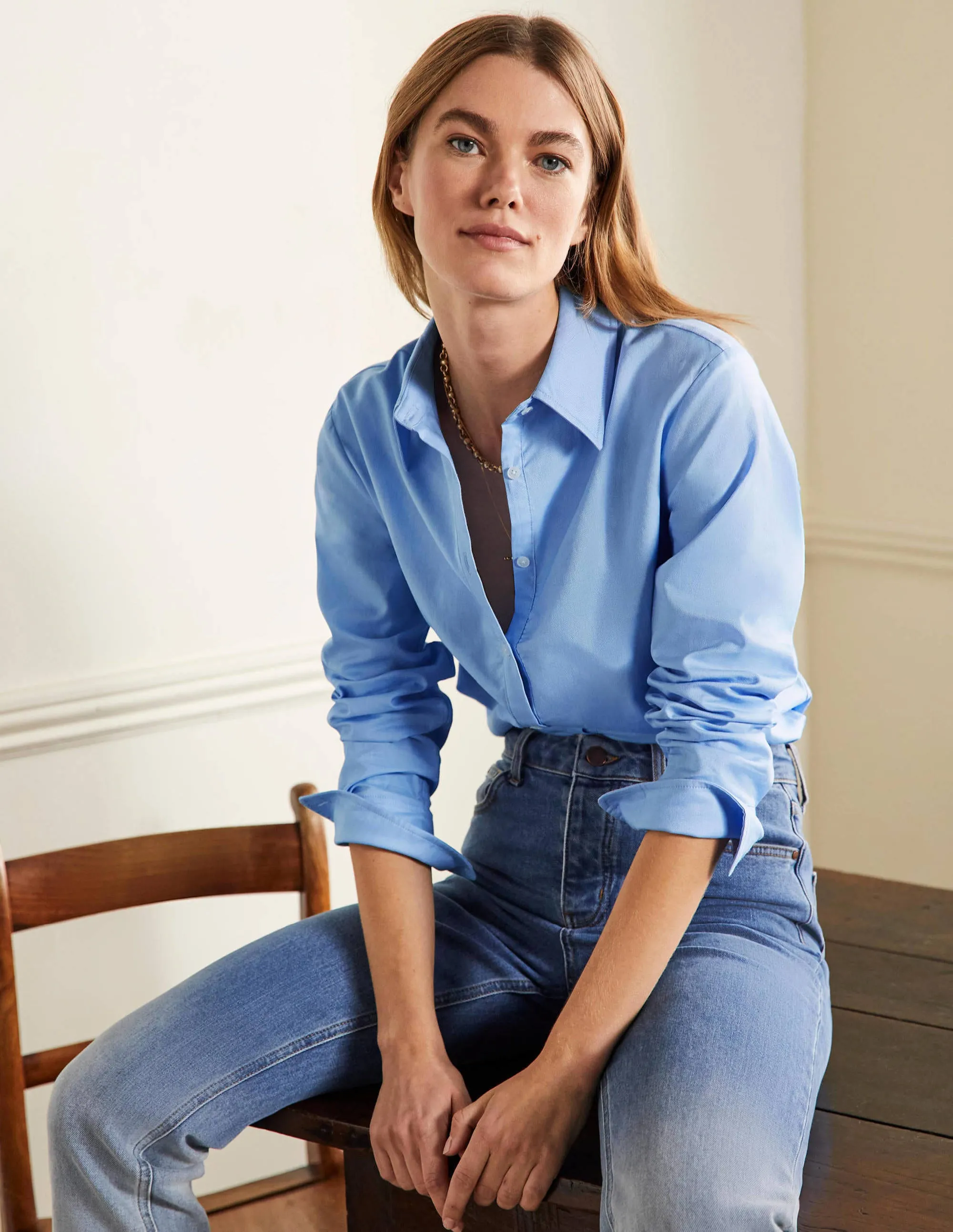 Relaxed Cotton Shirt-Blue Oxford