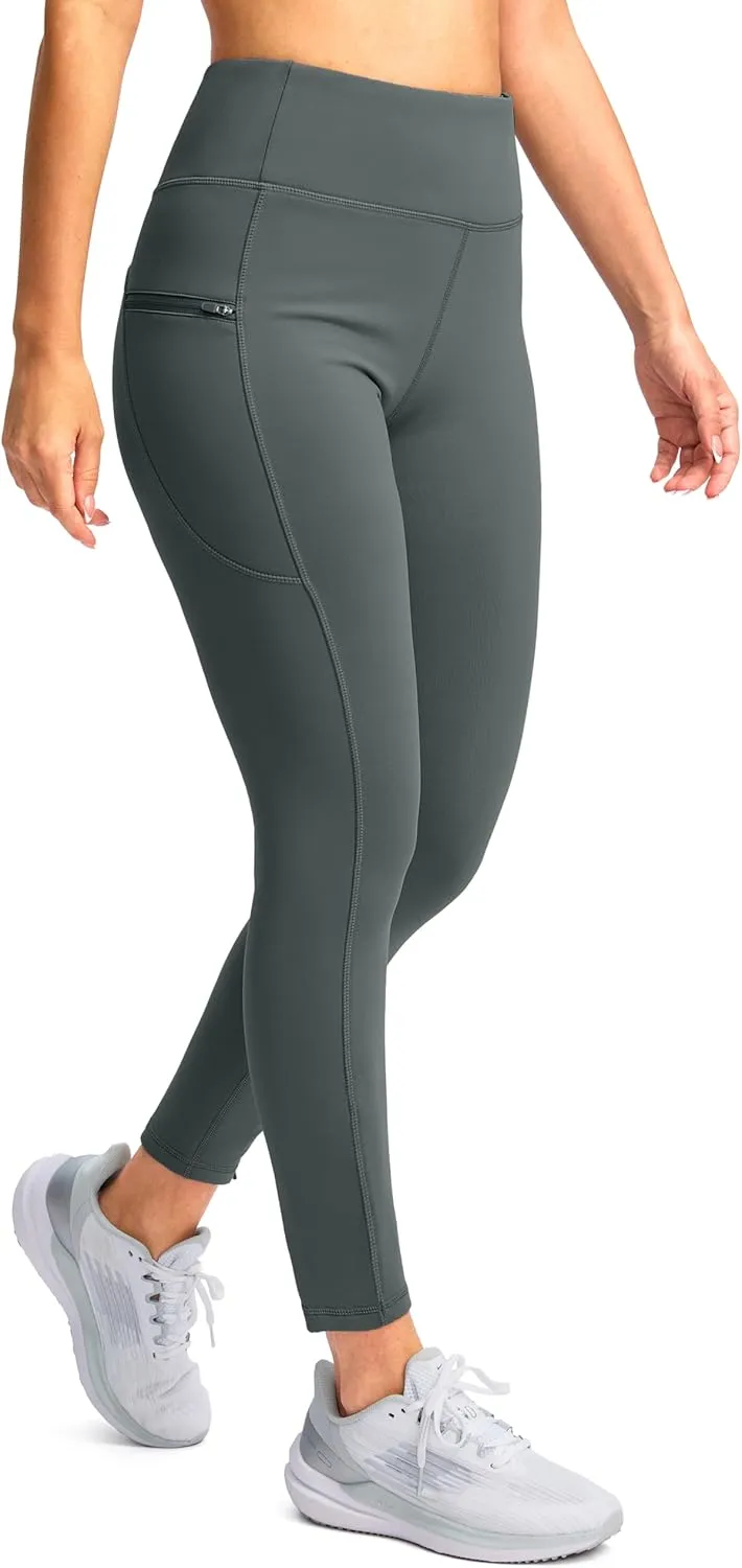 SANTINY Women's Fleece Lined Winter Leggings Water Resistant High Waisted Thermal Hiking Running Warm Pants Women Pockets