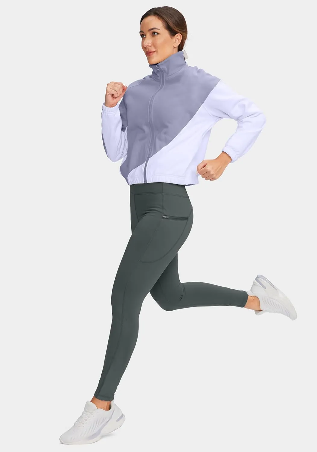 SANTINY Women's Fleece Lined Winter Leggings Water Resistant High Waisted Thermal Hiking Running Warm Pants Women Pockets