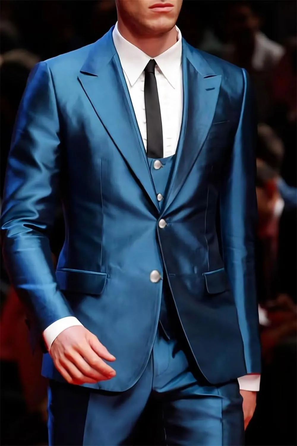 Satin Men Suits Slim Fit 3 Piece Suit for Men Formal Wedding Prom Suits Men Blazer Vest Pants Set
