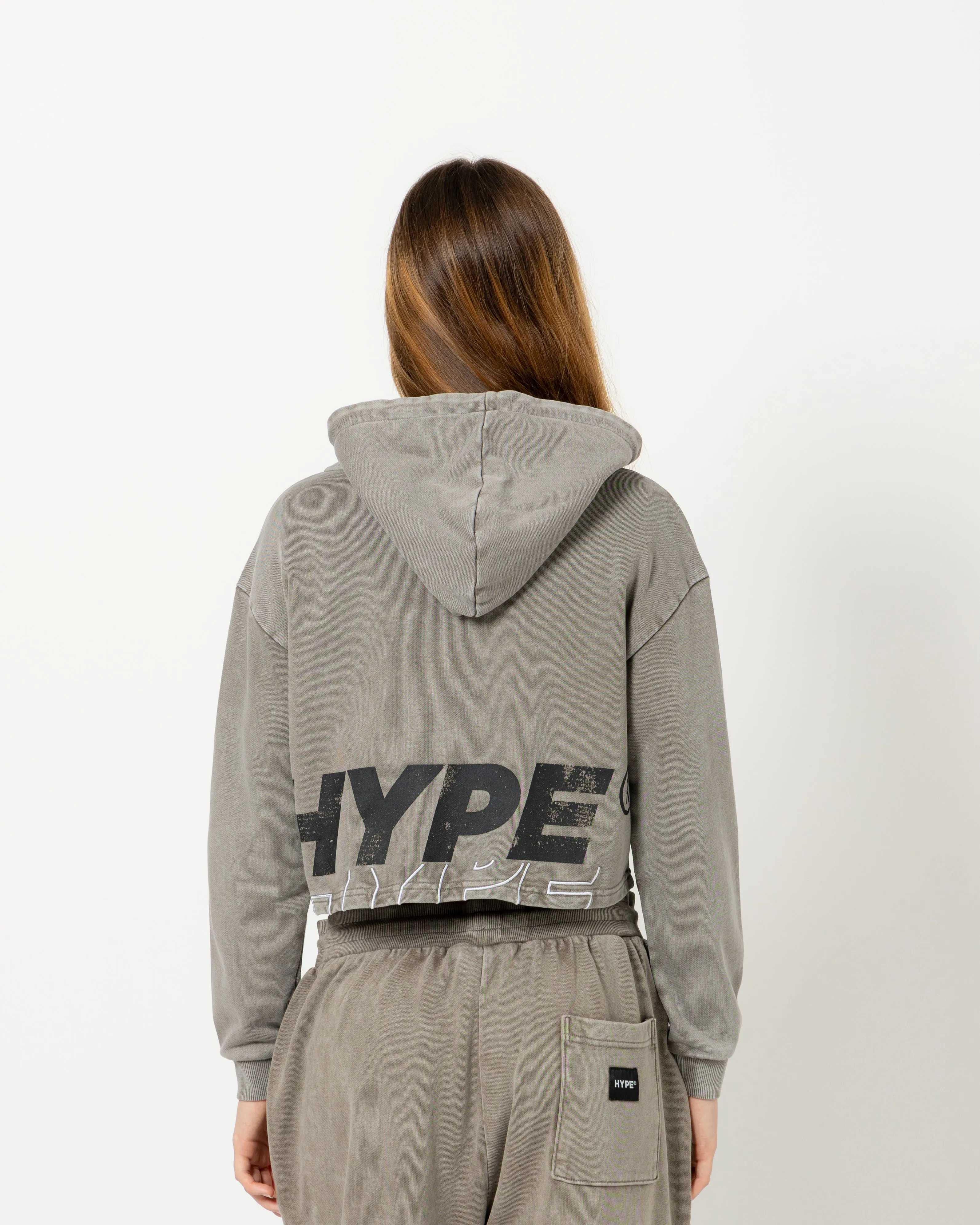 Signature Italic Crop Zip Hoodies
