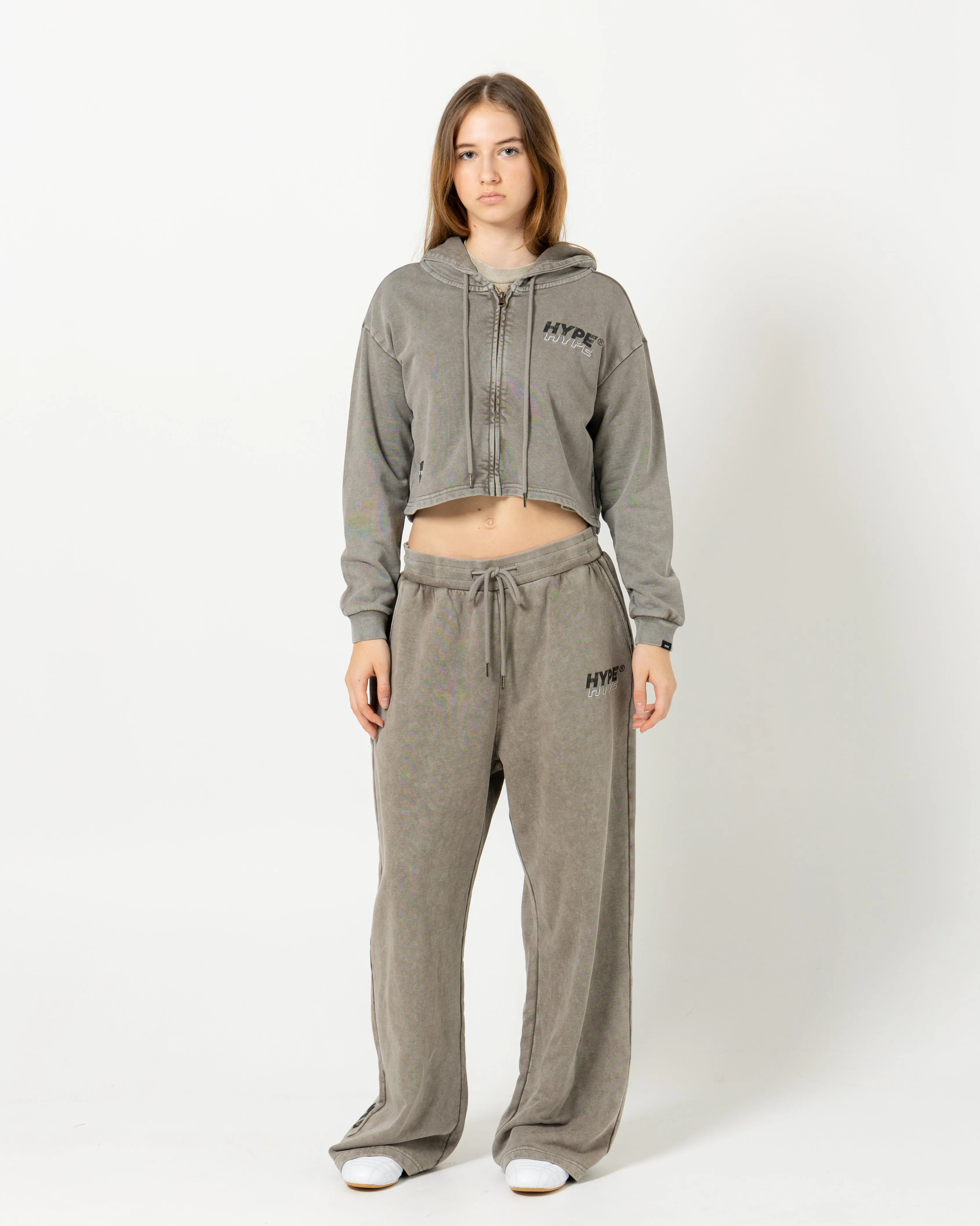 Signature Italic Crop Zip Hoodies