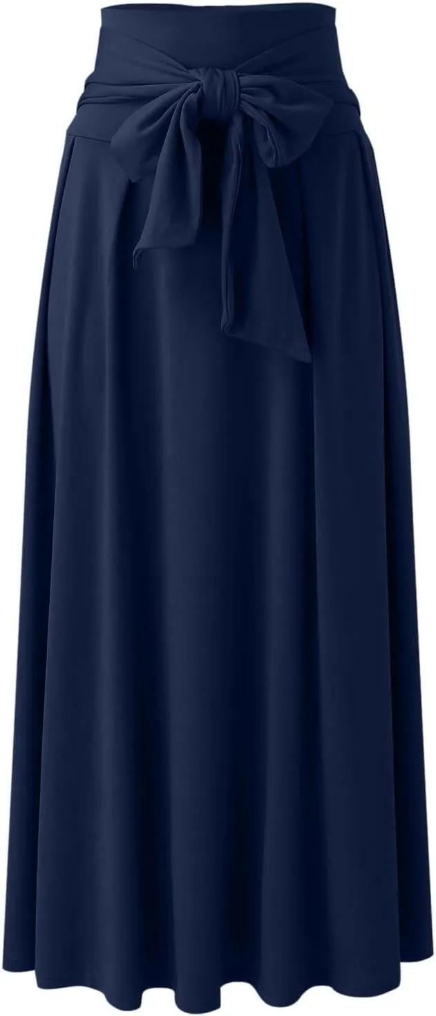 Skirts Black Women Bubble Long Skirt Y2k Flowy Swing a Line Maxi Skirt Cute Ruffle Pleated Midi Skirt