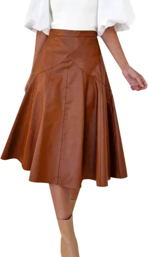Skirts Women Women's Button Down Denim Skirt High Waisted Casual Loose Jean Midi Skirts with Pockets Pleated Skirt