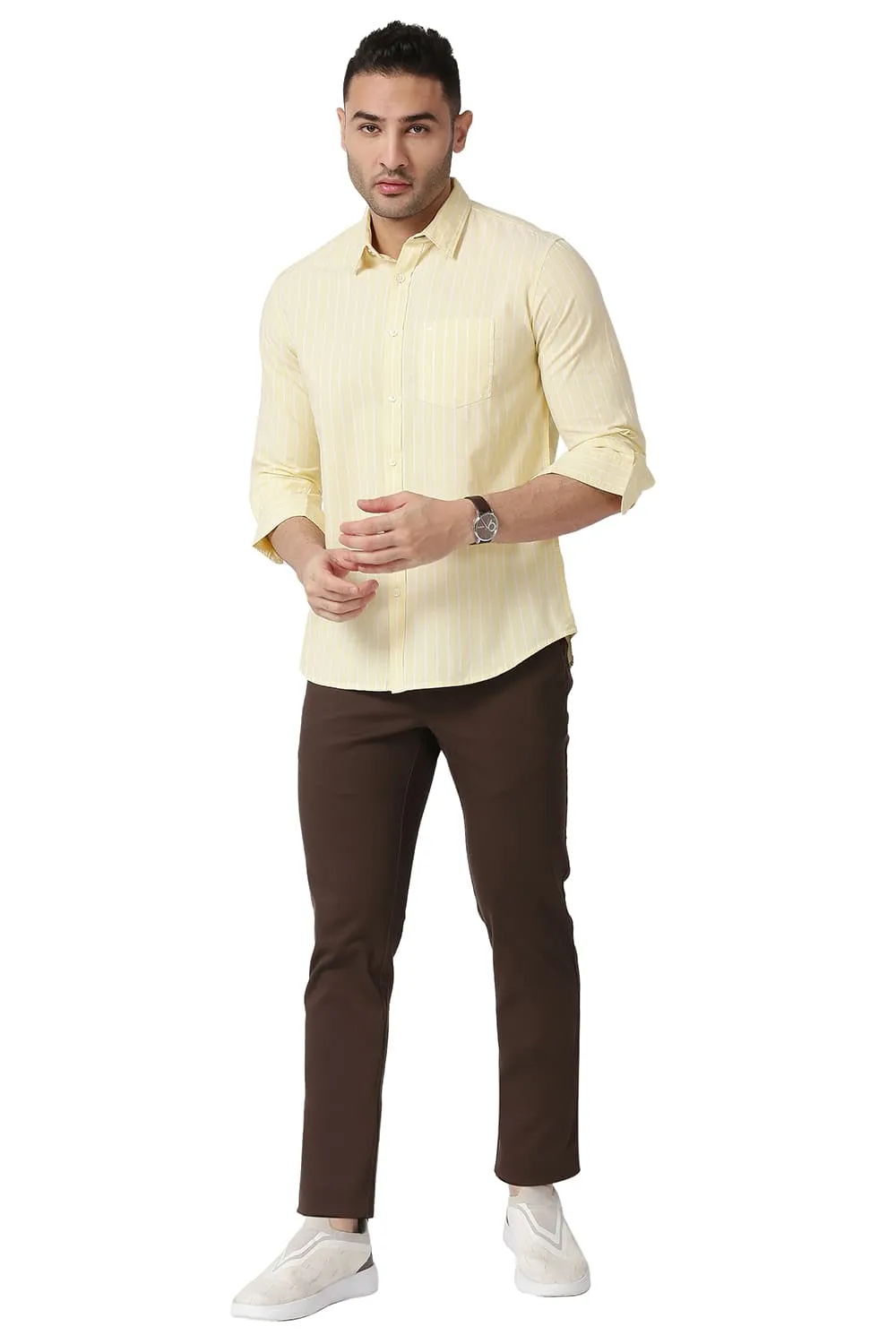 Slim Fit Cotton Oxford Stripe Shirt