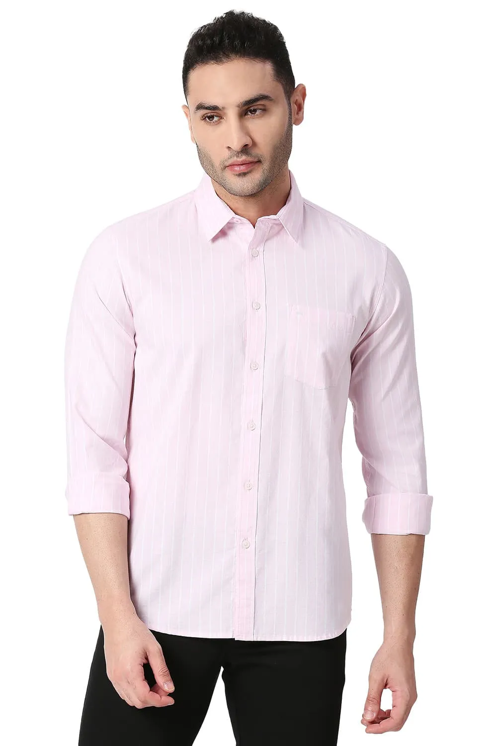 Slim Fit Cotton Oxford Stripe Shirt