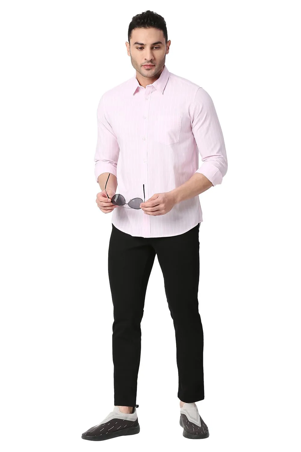 Slim Fit Cotton Oxford Stripe Shirt