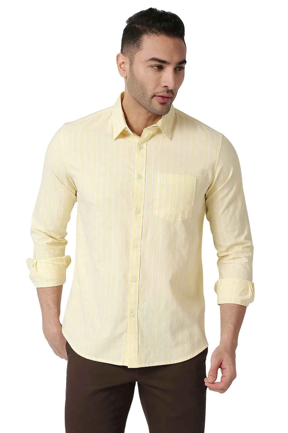 Slim Fit Cotton Oxford Stripe Shirt