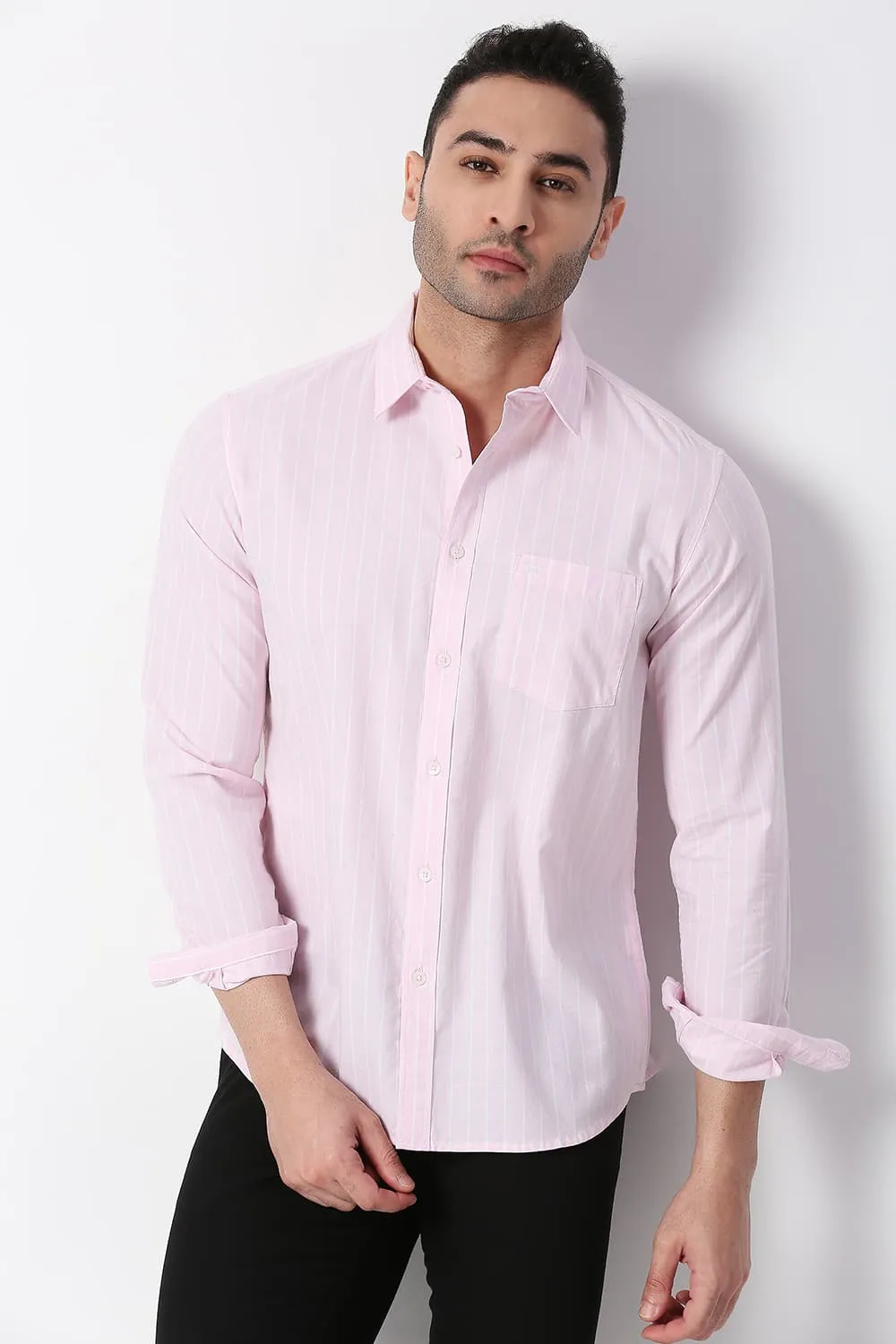 Slim Fit Cotton Oxford Stripe Shirt