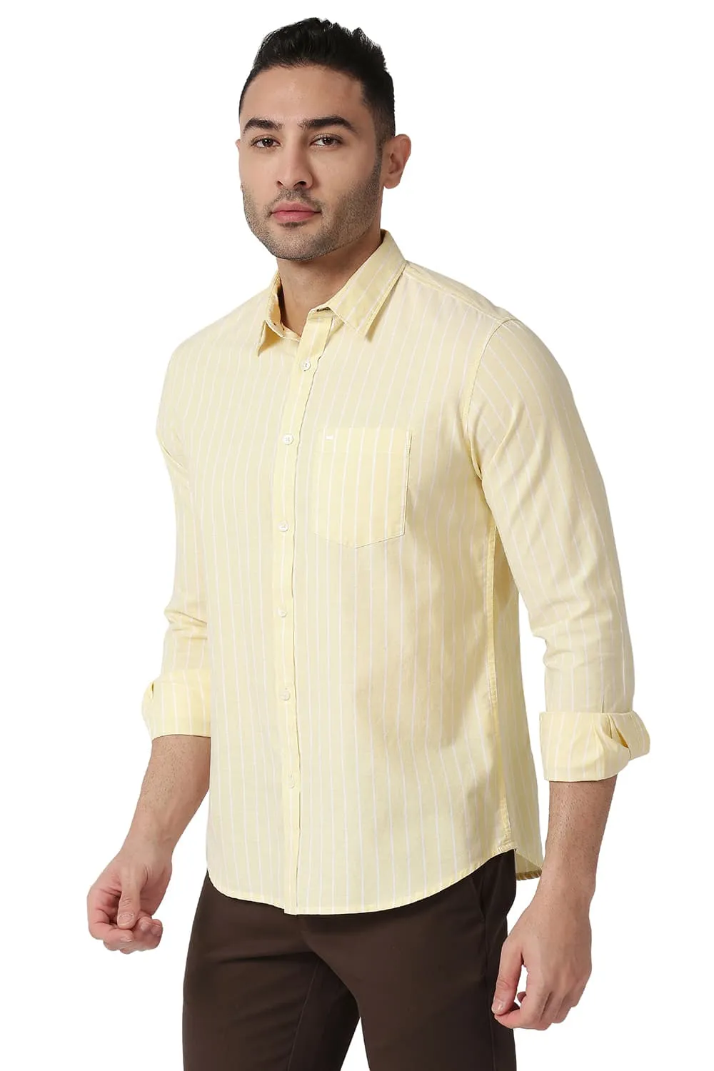 Slim Fit Cotton Oxford Stripe Shirt