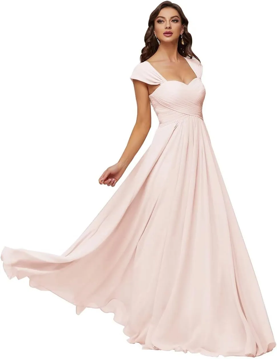 Smileven Women's Long Chiffon Bridesmaid Dresses Sweetheart Neck Formal Evening Party Gowns
