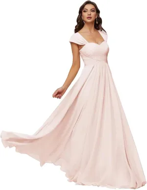Smileven Women's Long Chiffon Bridesmaid Dresses Sweetheart Neck Formal Evening Party Gowns