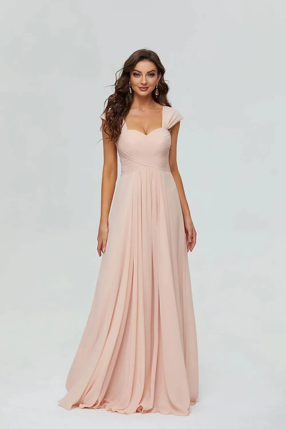 Smileven Women's Long Chiffon Bridesmaid Dresses Sweetheart Neck Formal Evening Party Gowns