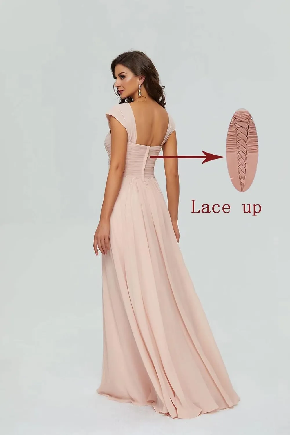 Smileven Women's Long Chiffon Bridesmaid Dresses Sweetheart Neck Formal Evening Party Gowns