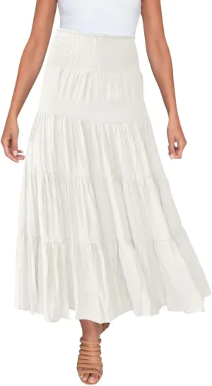 Solid Renaissance Skirt A Line Summer Pleated Boho High Rise Knee Length Skirts for Women Robe High Waist Cute Dress