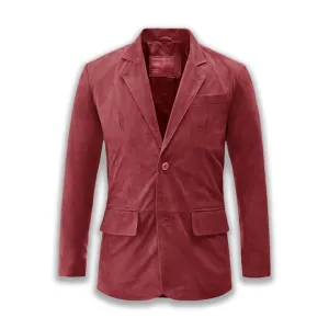 Suede Red Leather Blazer