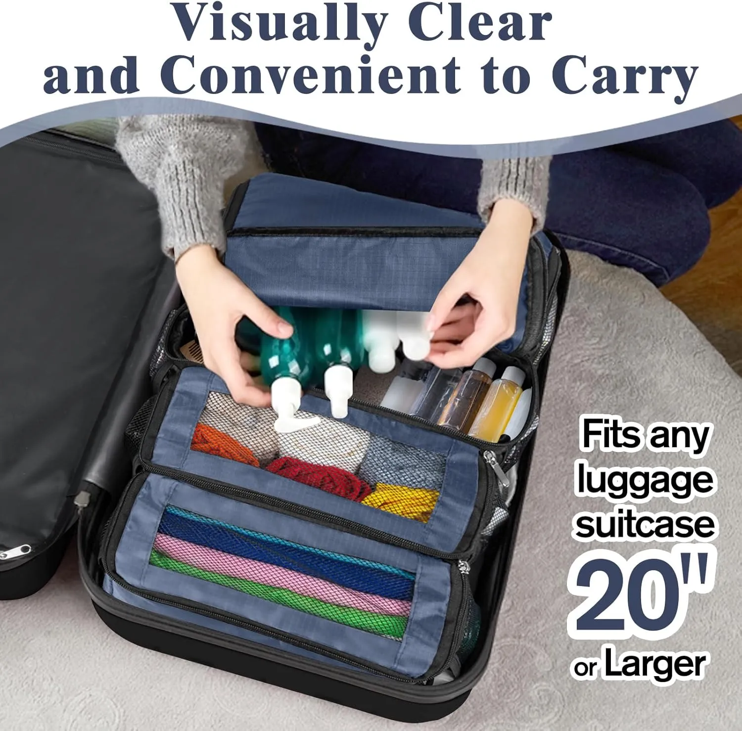 Suitcase Organizer, Carry on Closet Luggage Organizers Accessories for Travel, Foldable and Hangable Portable Hanging Travel Shelves with a Shoulder Strap to Use As a Travel Backpack Small, Gray