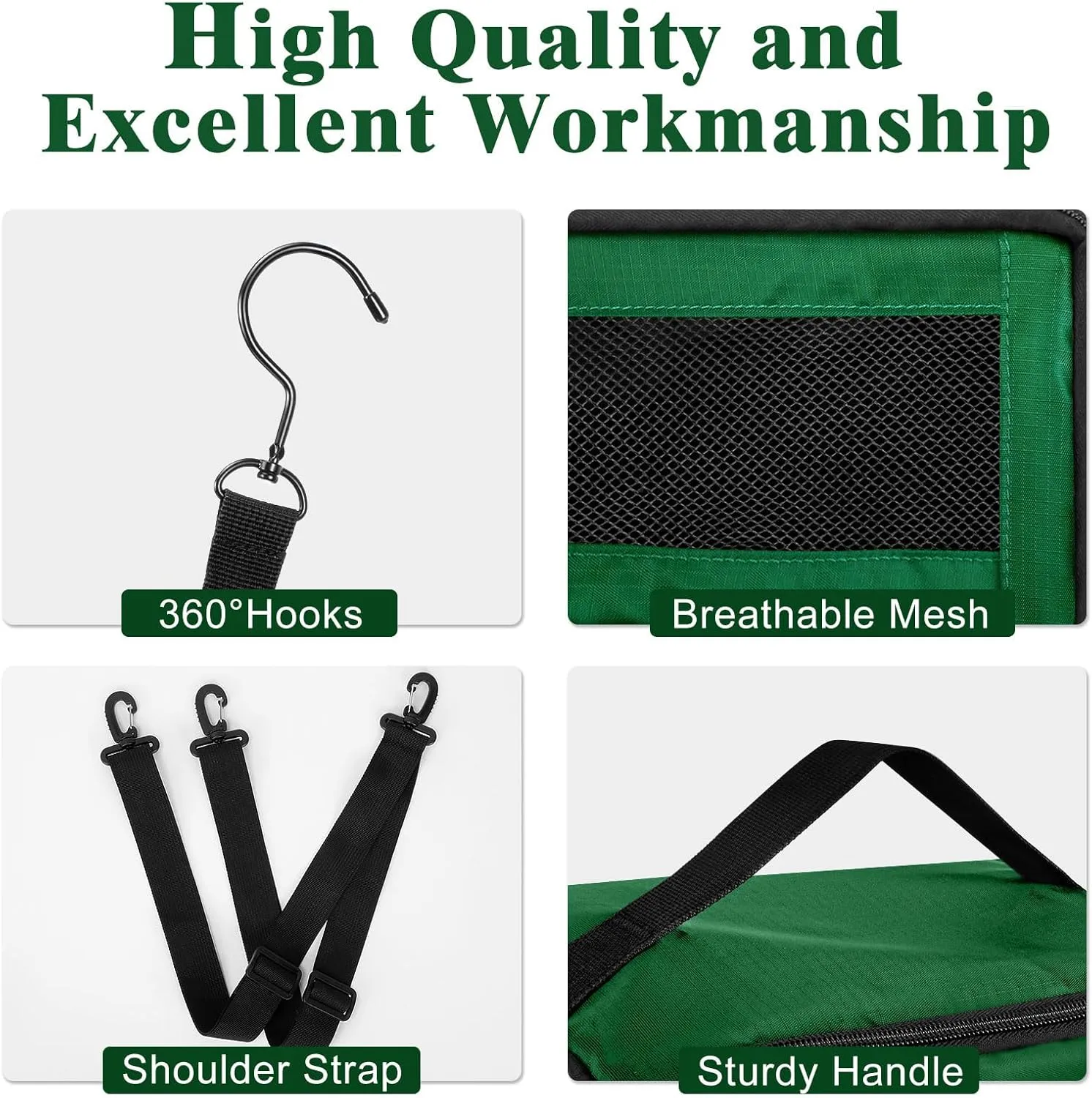 Suitcase Organizer, Carry on Closet Luggage Organizers Accessories for Travel, Foldable and Hangable Portable Hanging Travel Shelves with a Shoulder Strap to Use As a Travel Backpack Small, Green