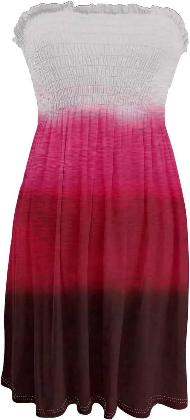 Summer Dresses for Women 2025 Smocked Tube Dress Sexy Off Shoulder Sleeveless Strapless Sundresses Beach Cover Ups