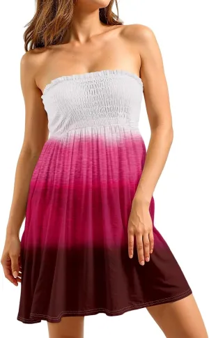 Summer Dresses for Women 2025 Smocked Tube Dress Sexy Off Shoulder Sleeveless Strapless Sundresses Beach Cover Ups