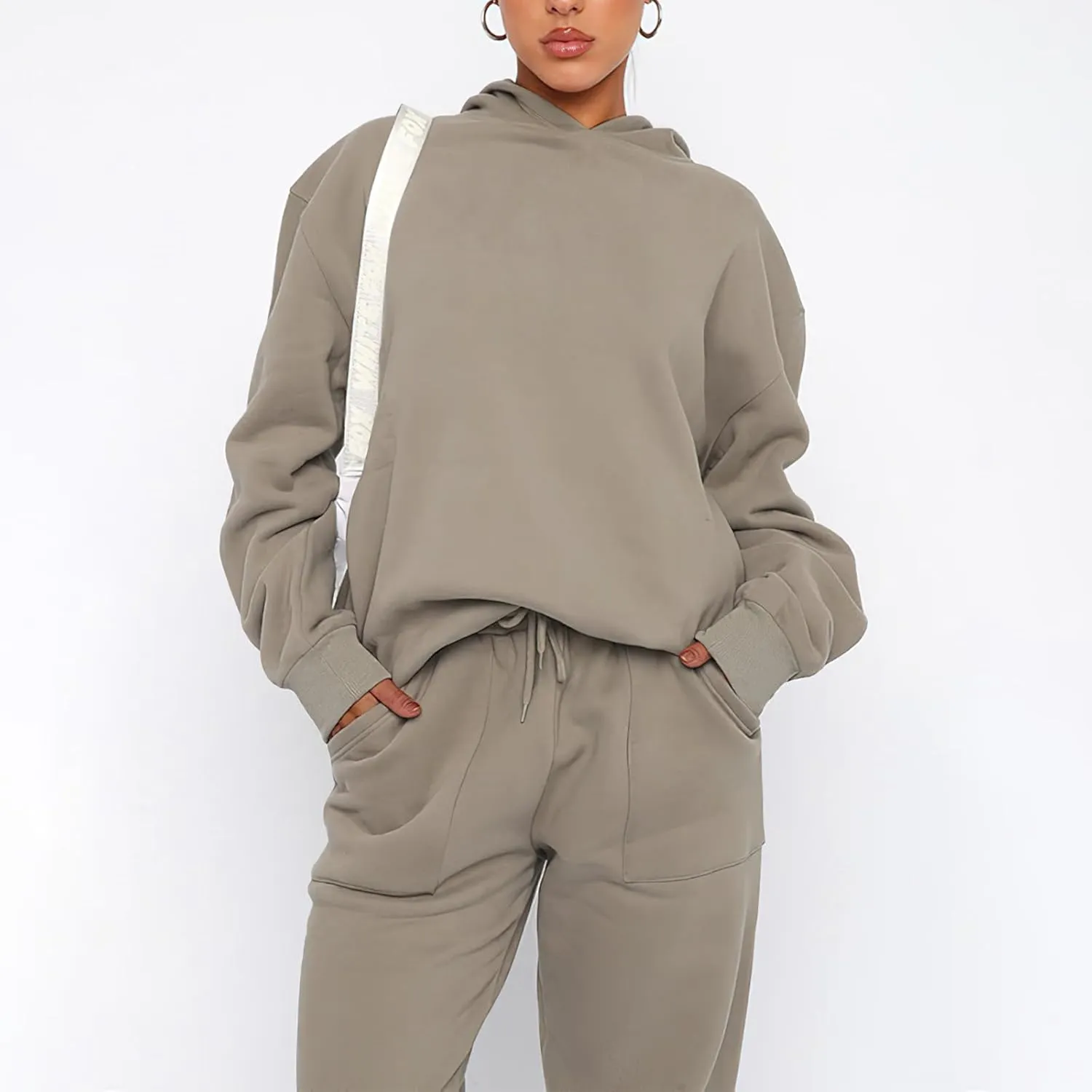 Sweatsuits for Women 2 Piece Outfits Fleece Oversized Hoodies and Sweatpants Jogger Winter Fall Tracksuit Set