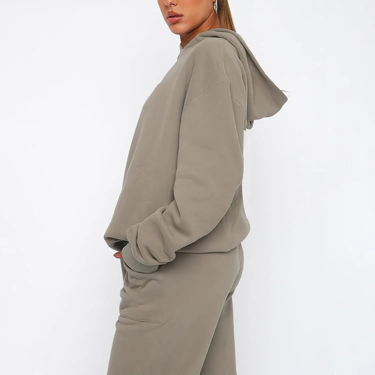 Sweatsuits for Women 2 Piece Outfits Fleece Oversized Hoodies and Sweatpants Jogger Winter Fall Tracksuit Set