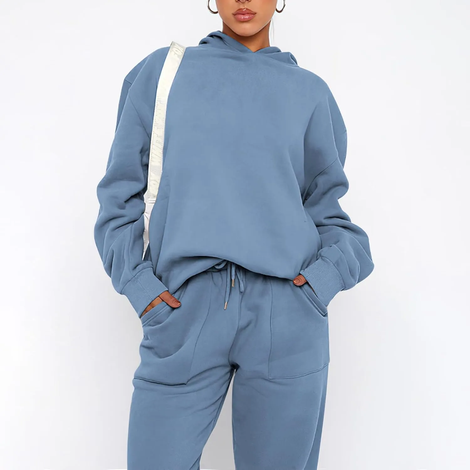 Sweatsuits for Women 2 Piece Outfits Fleece Oversized Hoodies and Sweatpants Jogger Winter Fall Tracksuit Set