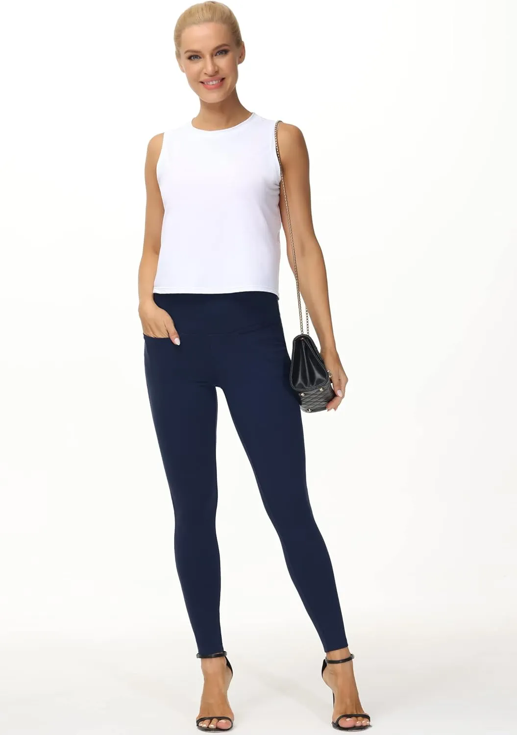 THE GYM PEOPLE Women's Casual Yoga Leggings High Waisted Tummy Control Workout Pants with 4 Pockets