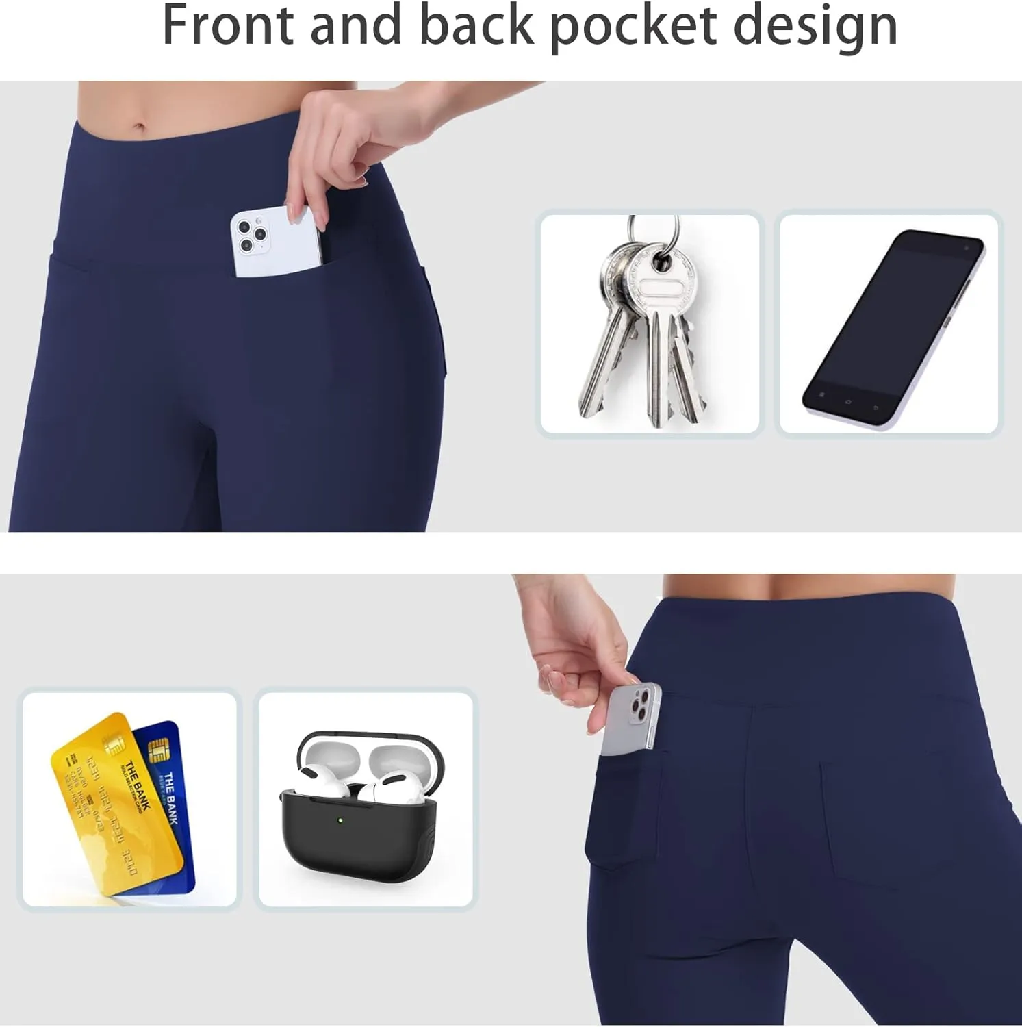 THE GYM PEOPLE Women's Casual Yoga Leggings High Waisted Tummy Control Workout Pants with 4 Pockets