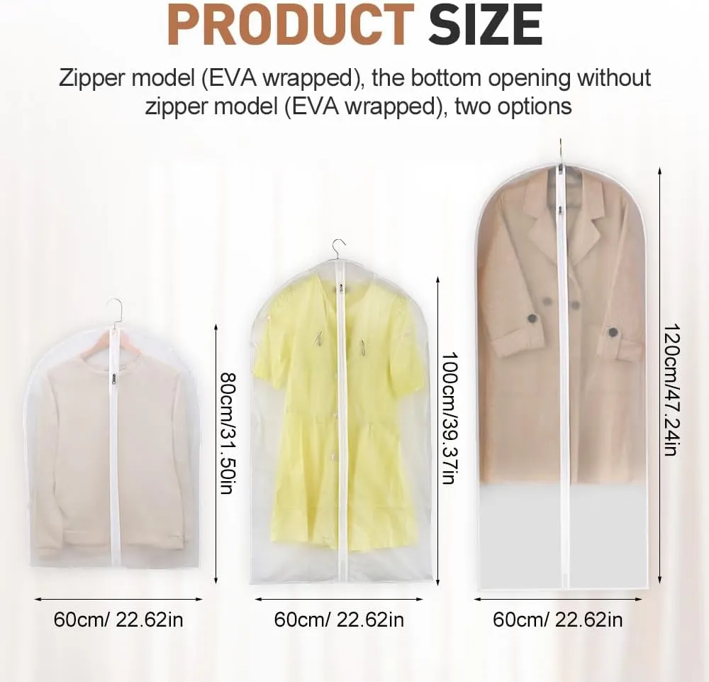 Translucent Garment Bags, 2025 New Clear Garment Bags for Home Storage, Lightweight Clothes Covers for Closet Organization, Durable Shirt Storage Bags for Travel (60x100cm)
