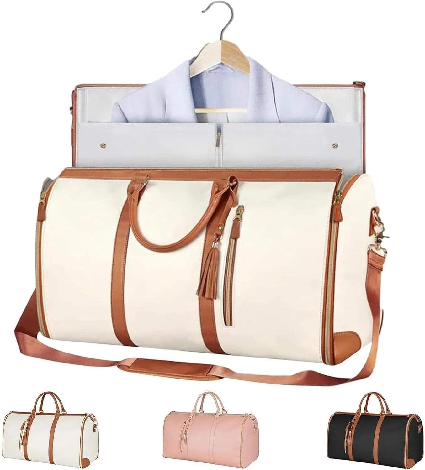 Travelher Foldable Clothing Bag, Zentotex Foldable Travel Bag, Convertible Foldable Carry on Garment Bags (Beige)