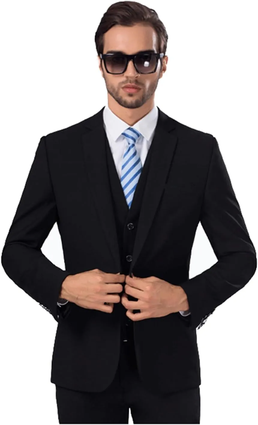 UNINUKOO Men Suits Slim Fit 3 Piece 1 Button Wedding Formal Business Tuxedo Suit Jacket Pants Vest Set